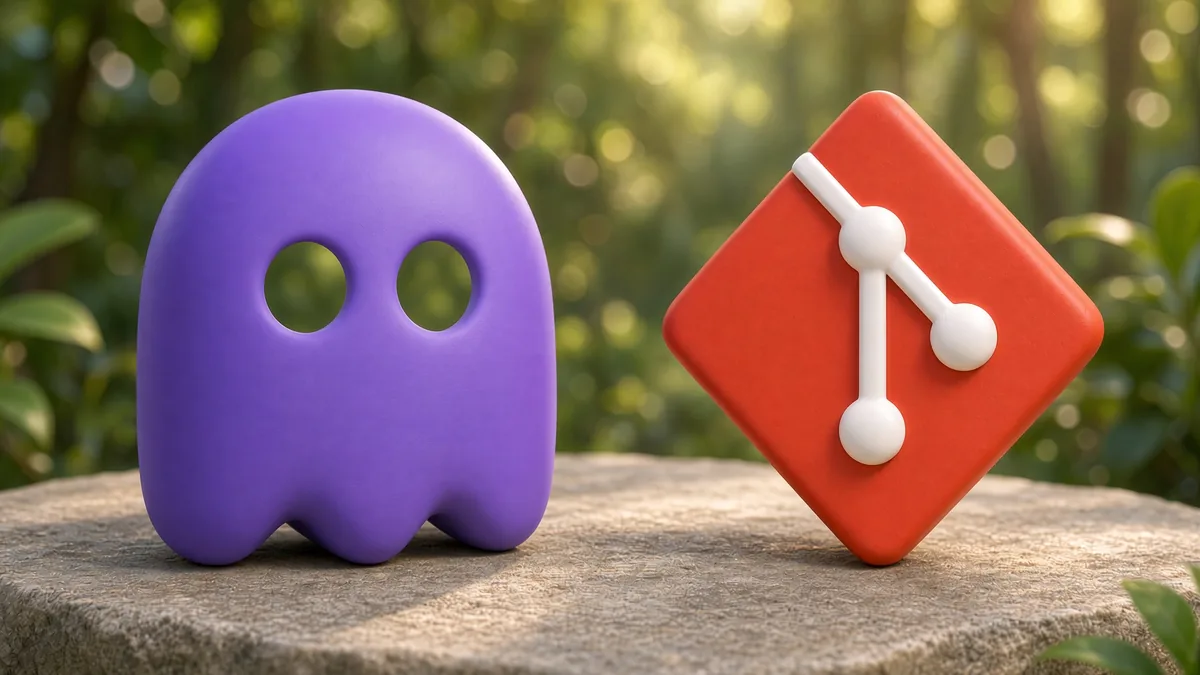 Der Apiboo-Geist neben dem Git-Logo